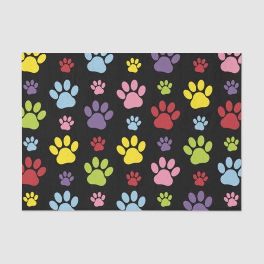 Kleurrijke poten, Paw Pattern, Paw Prints, Dog Paw Tissuepapier (Voorkant)