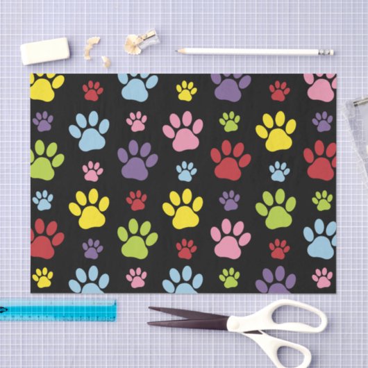 Kleurrijke poten, Paw Pattern, Paw Prints, Dog Paw Tissuepapier (Craft)