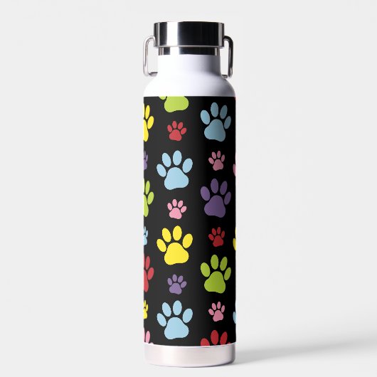 Kleurrijke poten, Paw Pattern, Paw Prints, Dog Paw Waterfles (Voorkant)