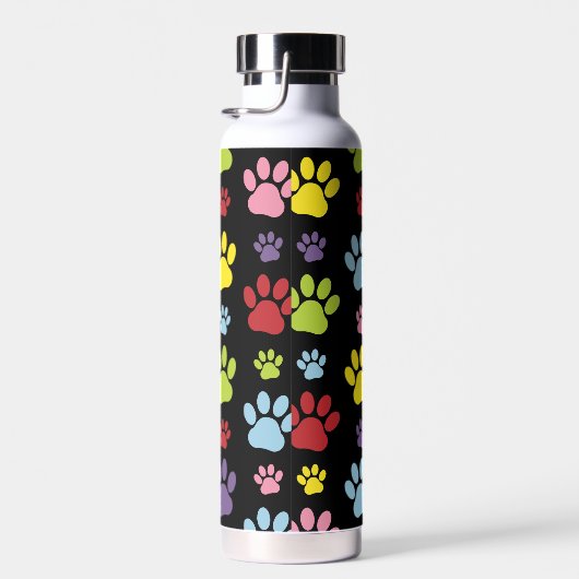 Kleurrijke poten, Paw Pattern, Paw Prints, Dog Paw Waterfles (Rechts)