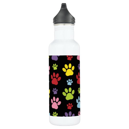 Kleurrijke poten, Paw Pattern, Paw Prints, Dog Paw Waterfles (Rechts)