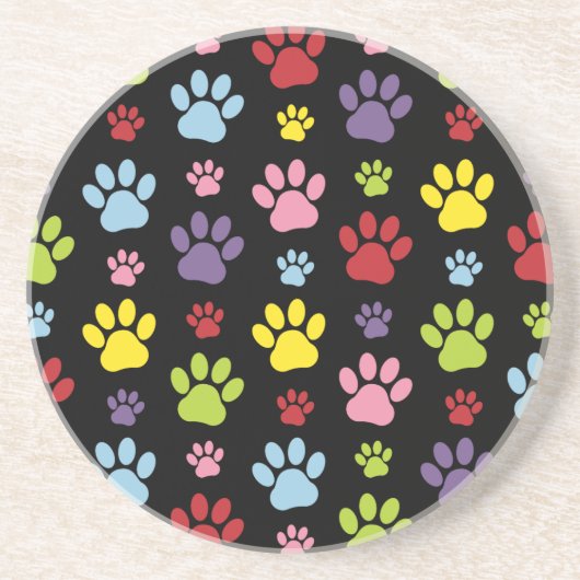 Kleurrijke poten, Paw Pattern, Paw Prints, Dog Paw Zandsteen Onderzetter (Voorkant)