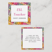 Kleurrijke Potlood Patroon ESL Docent Engels Tutor Vierkante Visitekaartje (Voorkant / Achterkant)