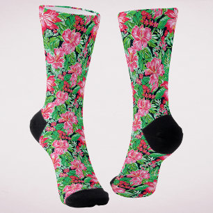 Kleurrijke Preppy Tropische Kerst Bloemstuk Sokken