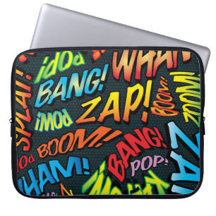 Kleurrijke Pret Comic Book Typografie Laptop Sleeve