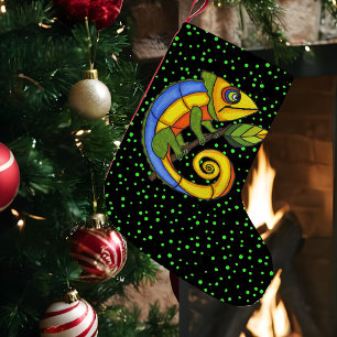 Kleurrijke Pret Hagedis Tak Stippen Kleine Kerstsok