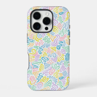Kleurrijke pret telefoonhoesje met krabbelpatroon iPhone 16 pro hoesje