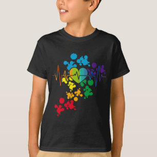 Kleurrijke pride Heart Rainbow Heartbeat lgbt T-shirt