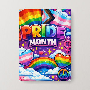Kleurrijke Pride Month Regenboog en Eenhoorn Kunst Button