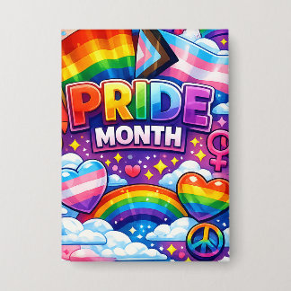 Kleurrijke Pride Month Regenboog en Eenhoorn Kunst Button