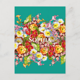 Kleurrijke primroses Cute Floral Spring Personaliz Briefkaart
