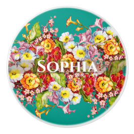 Kleurrijke primroses Cute Floral Spring Personaliz Keramische Knop