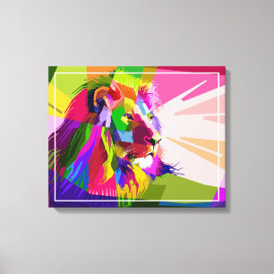 Kleurrijke Prismatische Pop Art Leeuw Design Canvas Afdruk