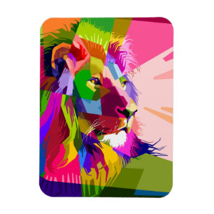 Kleurrijke Prismatische Pop Art Leeuw Design Magneet