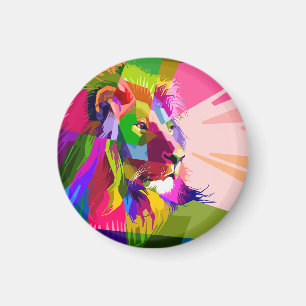 Kleurrijke Prismatische Pop Art Leeuw Design Magneet