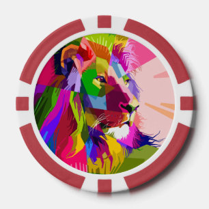 Kleurrijke Prismatische Pop Art Leeuw Design Poker Chips