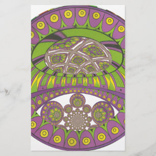 Kleurrijke pruim Geel kant decoratieve etnische pa Briefpapier