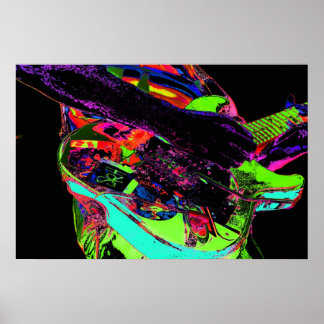 kleurrijke psychadelische neon gitaar poster