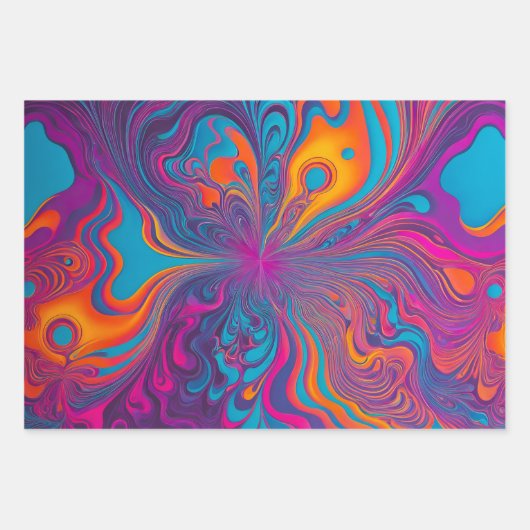 Kleurrijke Psychedelia Art Wrapping Paper Sheets (Voorkant)