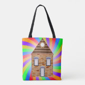 Kleurrijke Psychedelic Brick House Rainbow Design Draagtas (Achterkant)
