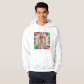 Kleurrijke Psychedelic Brick House Rainbow Design Hoodie (Voorkant volledig)