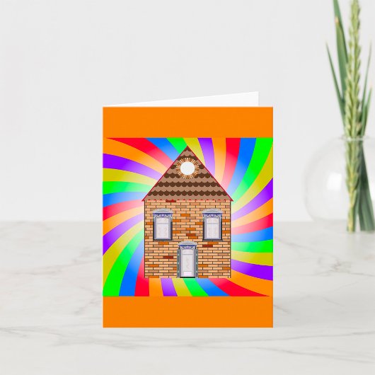 Kleurrijke Psychedelic Brick House Rainbow Design Kaart