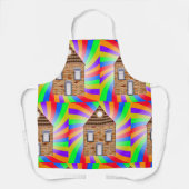 Kleurrijke Psychedelic Brick House Rainbow Design Schort (Voorkant)