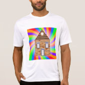 Kleurrijke Psychedelic Brick House Rainbow Design T-shirt (Voorkant)