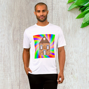 Kleurrijke Psychedelic Brick House Rainbow Design T-shirt