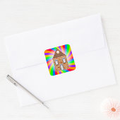 Kleurrijke Psychedelic Brick House Rainbow Design Vierkante Sticker