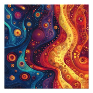 Kleurrijke psychedelische Abstracte kunst Foto Afdruk