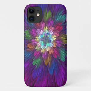 Kleurrijke psychedelische bloem abstracte fractale iPhone 11 hoesje