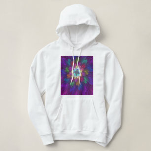 Kleurrijke psychedelische bloem abstracte fractale hoodie