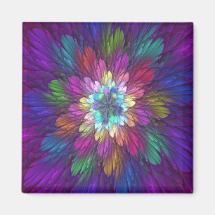 Kleurrijke psychedelische bloem abstracte fractale magneet