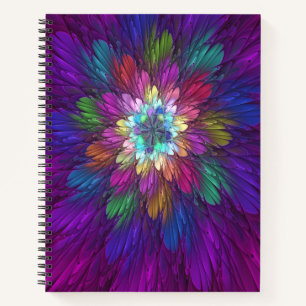 Kleurrijke psychedelische bloem abstracte fractale notitieboek