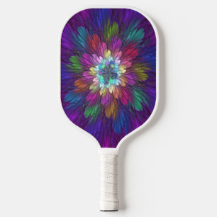 Kleurrijke Psychedelische Bloem Abstracte Fractale Pickleball Paddle