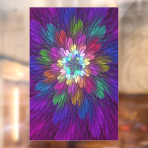Kleurrijke psychedelische bloem abstracte fractale raamsticker