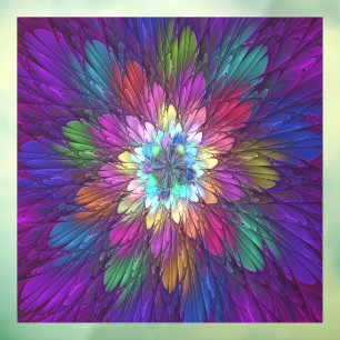 Kleurrijke Psychedelische Bloem Abstracte Fractale Raamsticker