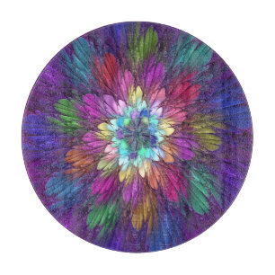 Kleurrijke Psychedelische Bloem Abstracte Fractale Snijplank
