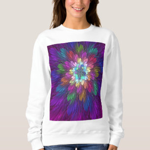 Kleurrijke psychedelische bloem abstracte fractale trui