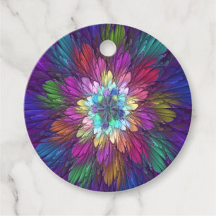 Kleurrijke Psychedelische Bloem Abstracte Kunst Aa Bedankjes Labels
