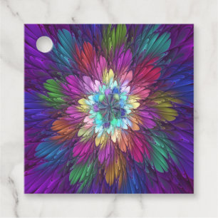 Kleurrijke Psychedelische Bloem Abstracte Kunst Op Bedankjes Labels