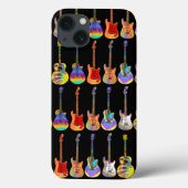 Kleurrijke psychedelische gitaar patroon op zwart Case-Mate iPhone case (Achterkant)