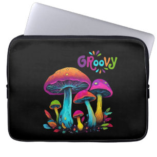 Kleurrijke psychedelische Groovy-paddenstoelen Laptop Sleeve