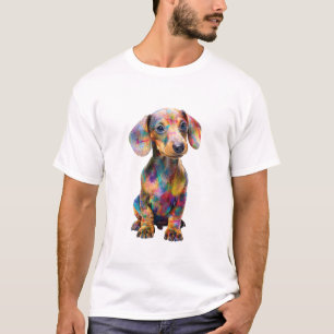 Kleurrijke Psychedelische Kleurrijke Dachshond Man T-shirt