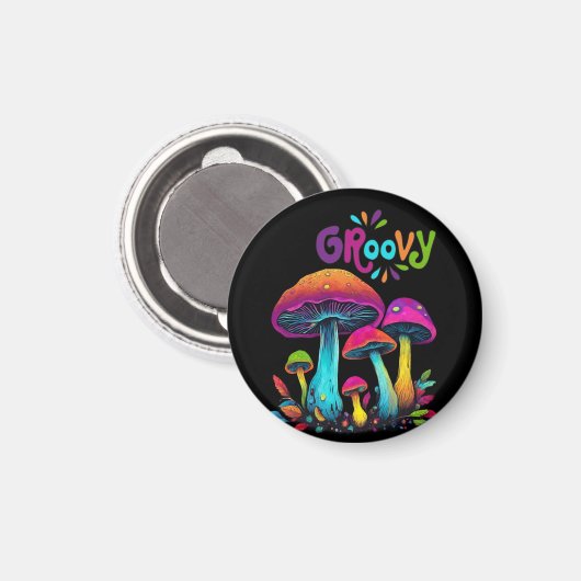 Kleurrijke psychedelische paddenstoelen magneet (Voorkant / Achterkant)