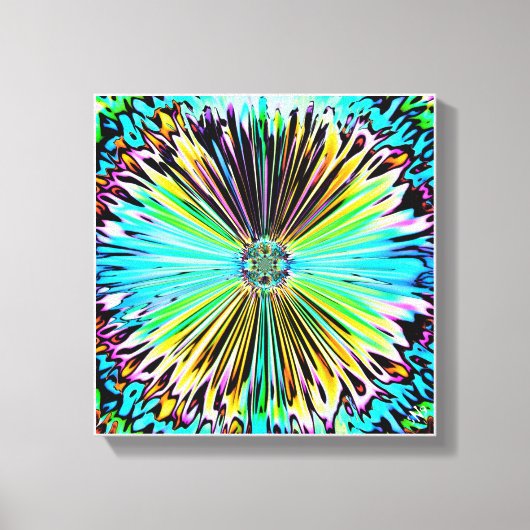 Kleurrijke psychedelische schets van een bloem 2 canvas afdruk (Voorkant)