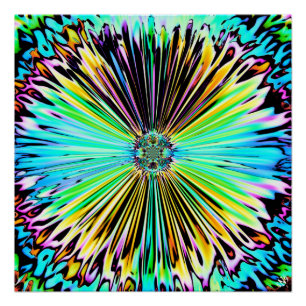 Kleurrijke psychedelische schets van een bloem 2 perfect poster
