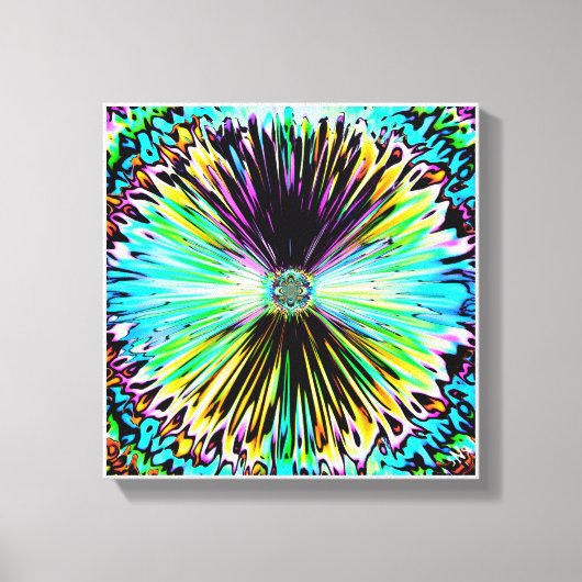 Kleurrijke psychedelische schets van een bloem 3 canvas afdruk (Voorkant)