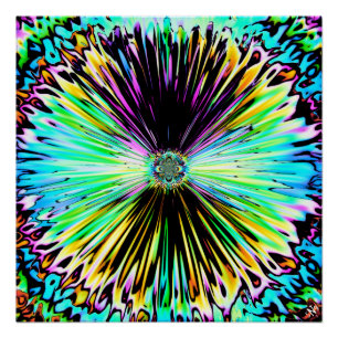 Kleurrijke psychedelische schets van een bloem 3 perfect poster